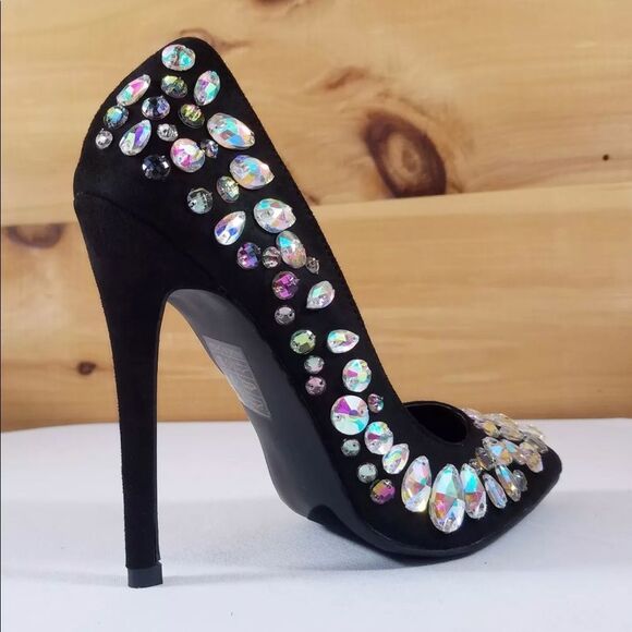 Black multi gem stone covered pump - Picture 7 of 8